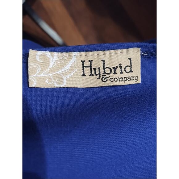 HYBRID Cobalt royal blue Faux Wrap Crossover Sheath Dress Size Medium - Picture 3 of 3